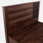 Jorwin Sheesham Solid Wood Queen Size Hydraulic Storage Bed in Light Oak Finish - Image 2