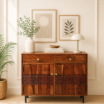 Aspen Sheesham Wood Utility Cabinet in Teak Finish