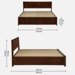 Aldwin Sheesham Solid Wood Queen Size Bed With Box Storage in Natural Teak Finish - Image 7
