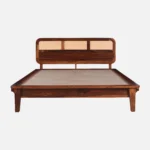 Welvorn Acacia Wood Queen Size Bed Without Storage in Wheat Walnut Finish - Image 2
