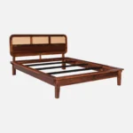 Welvorn Acacia Wood Queen Size Bed Without Storage in Wheat Walnut Finish - Image 3