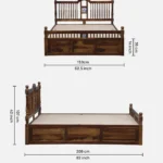 Zelvyn Teak Solid Wood Queen Size Hydraulic Bed With Storage in Copper Teak Finish - Image 8