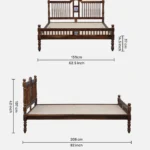 Craldric Acacia Solid Wood Queen Size Bed Without Storage in Peanut Teak Finish - Image 3