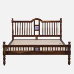 Craldric Acacia Solid Wood Queen Size Bed Without Storage in Peanut Teak Finish - Image 4