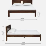 Orlena Sheesham Wood Bed Without Storage With Modern Headboard - Image 6