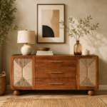 Oak Vista Contemporary Display Utility Cabinet