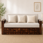 Oakridge Solid Wood Sofa Cum Bed In Natural Finish