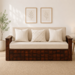 Tuscany Sheesham Wood Sofa Cum Bed In Walnut Finish