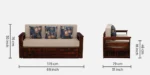 Tuscany Sheesham Wood Sofa Cum Bed In Walnut Finish - Image 11