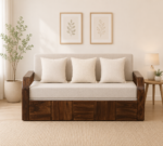 Valencia Solid Wood Sofa Cum Bed With Classic Design