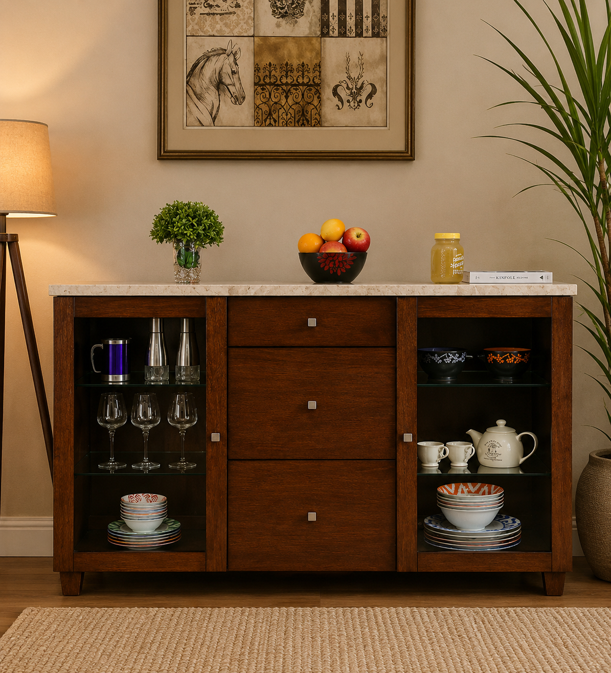 Solid-Sheesham-Wood-Crockery-Cabinet-classicwood-1.png Solid Sheesham Wood Crockery Cabinet - Image 1