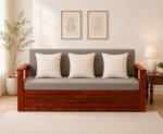 Meadow Solid Sheesham Wood Sofa Cum Bed In Rich Walnut Finish