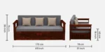 Meadow Solid Sheesham Wood Sofa Cum Bed In Rich Walnut Finish - Image 3