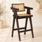 Prevon Solid Wood Bar Chairs in Rich Teak Finish (Set of 2)
