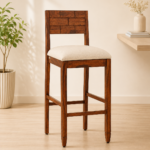 Iorvik Wooden Bar Chairs in Premium Teak Finish (Set of 2)