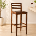 Lexor Solid Wood Bar Stools in Rustic Brown Finish (Set of 2)