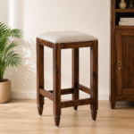 Alder Sheesham Wood Bar Stool in Walnut Finish