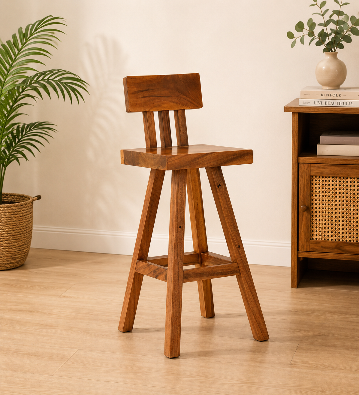 Elara-Solid-Wood-Bar-Stool-in-Walnut-Finish-classic-wood-1.png Elara Solid Wood Bar Stool in Walnut Finish - Image 1