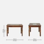 Furniture Tile Solid Sheesham Wood 6 Seater Dining Table Set with Cushioned Bench & Chairs | Premium Handcrafted Wooden Dining Furniture - Image 2
