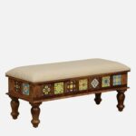 Furniture Tile Solid Sheesham Wood 6 Seater Dining Table Set with Cushioned Bench & Chairs | Premium Handcrafted Wooden Dining Furniture - Image 5