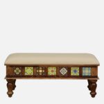 Furniture Tile Solid Sheesham Wood 6 Seater Dining Table Set with Cushioned Bench & Chairs | Premium Handcrafted Wooden Dining Furniture - Image 6