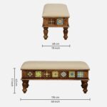 Furniture Tile Solid Sheesham Wood 6 Seater Dining Table Set with Cushioned Bench & Chairs | Premium Handcrafted Wooden Dining Furniture - Image 8